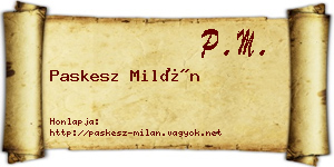Paskesz Milán névjegykártya