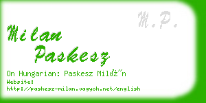 milan paskesz business card
